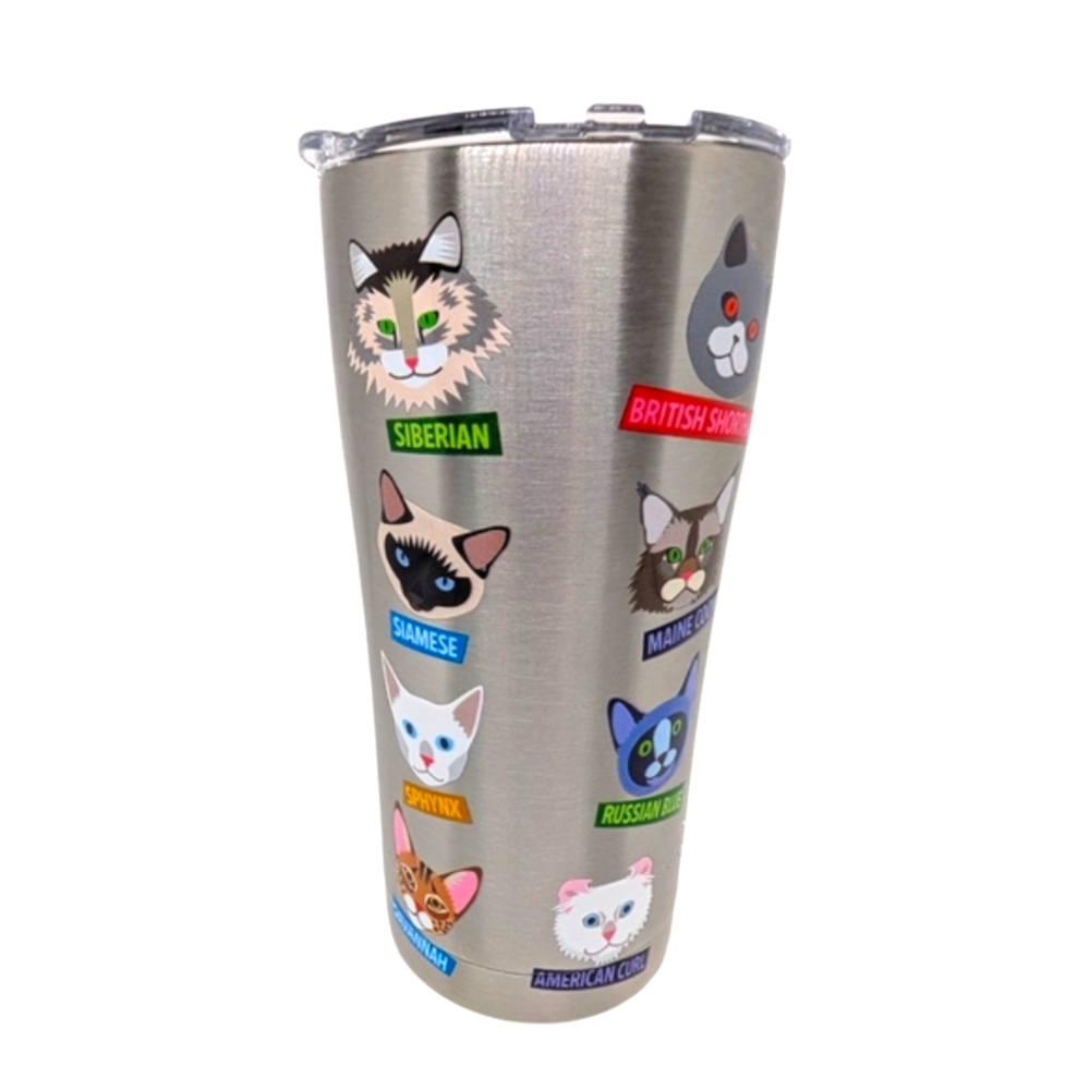 New Tervis Flat Cat Art Stainless Steel Lidded 20 OZ Tumbler - Picture 2 of 7